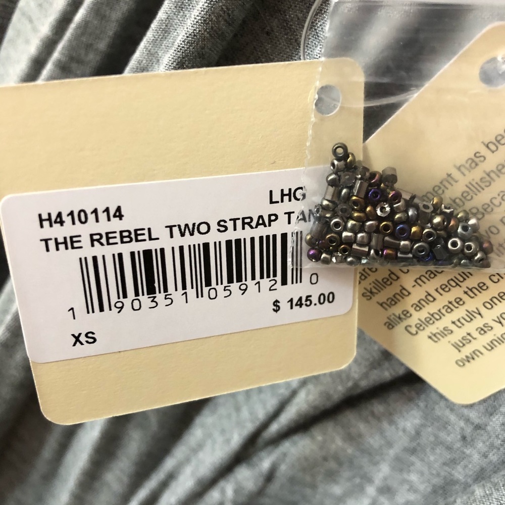 NWT Haute Hippie Beaded Strap TankTop XS Gray - Picture 7 of 7